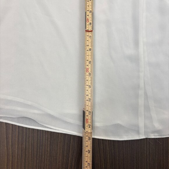 H&M Women's Romantic Off-White Sheer Flowy‎ Pleated Blouse Feminine Size XL - Picture 13 of 13